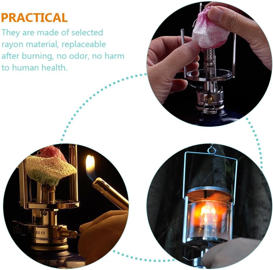 Ciieeo Double-Headed Kerosene Lamp Mantles 12Pcs Lightweight Windproof Covers for Camping Oil Lantern Outdoor Hiking Accessories