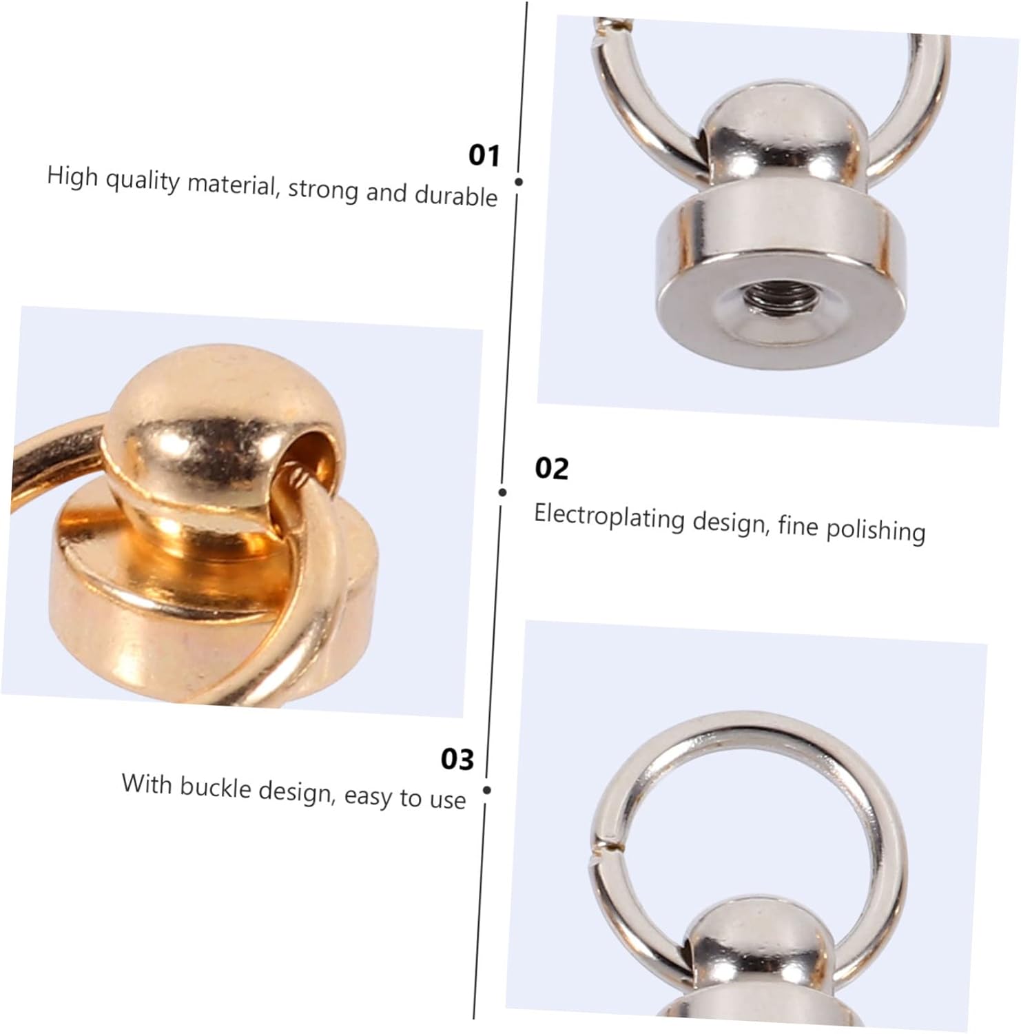 HOMSFOU 120sets Brass Rivet Screw Back Round Brass Accessories for Phone Shell Crafts and Luggage