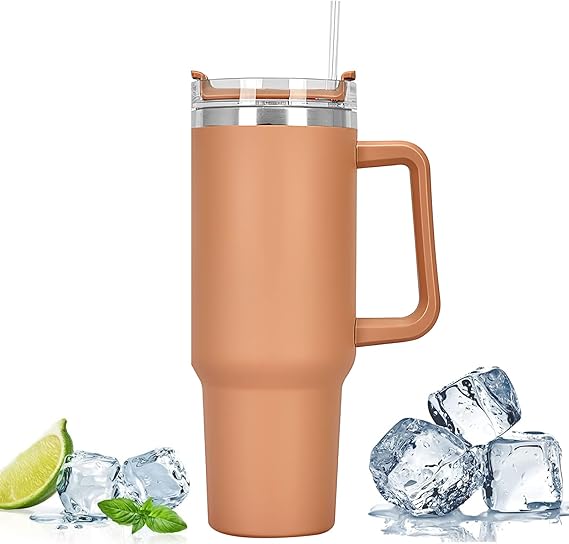 40 oz/1200ml Travel Mug with Straw, Lid and Handle, Stainless Steel
