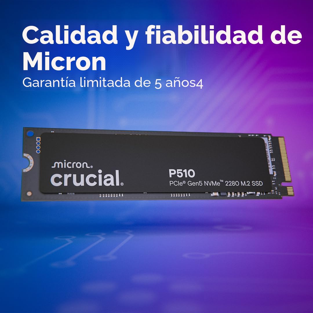 内蔵型SSD Crucial P510 2TB PCIe Gen5 NVMe SSD Amazon.com: Crucial P510 PCIe Gen5 NVMe 2TB SSD, hasta 10,000MB/s