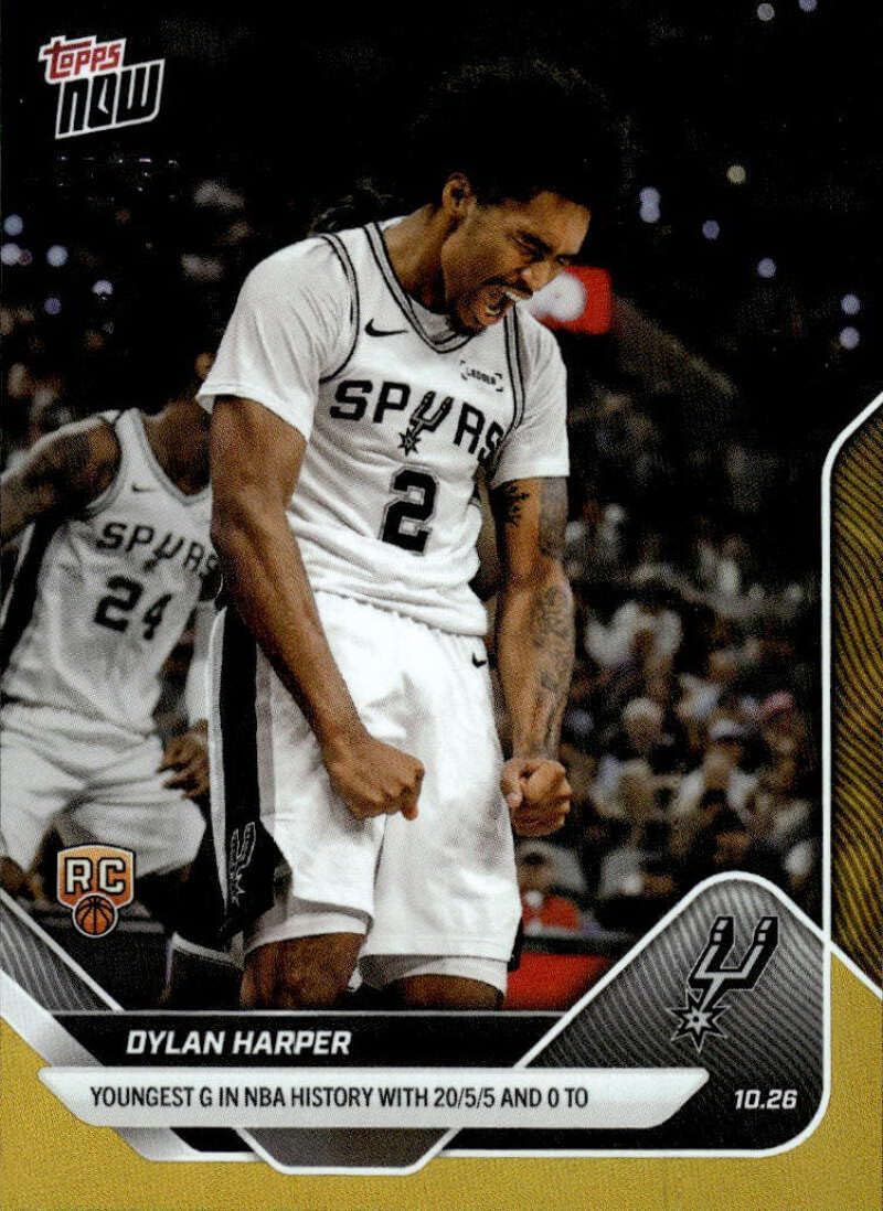 DYLAN HARPER RC SP 2025-26 Topps NOW Gold Foil 47/50#29 ROOKIE Spurs NM-MT Basketball Youngest 20/5/5 0 TO