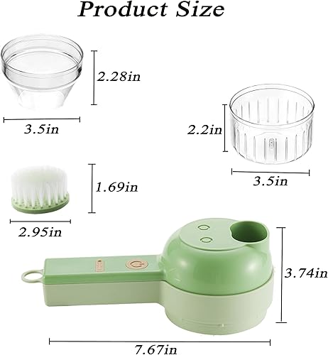 Miniatura 3 de Juego de cortador eléctrico de verduras 4 en 1 cortador de verduras de mano picador de alimentos portátil para cebolla jengibre chile cebolla ajo