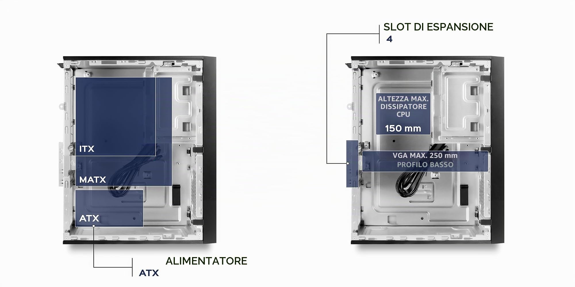 UNYKAch Micro ATX UK5015 - Scatola per computer da 17 litri con 5 porte USB, compatibile con ATX, alloggiamenti da 3,5" e schede grafiche fino a 180 mm