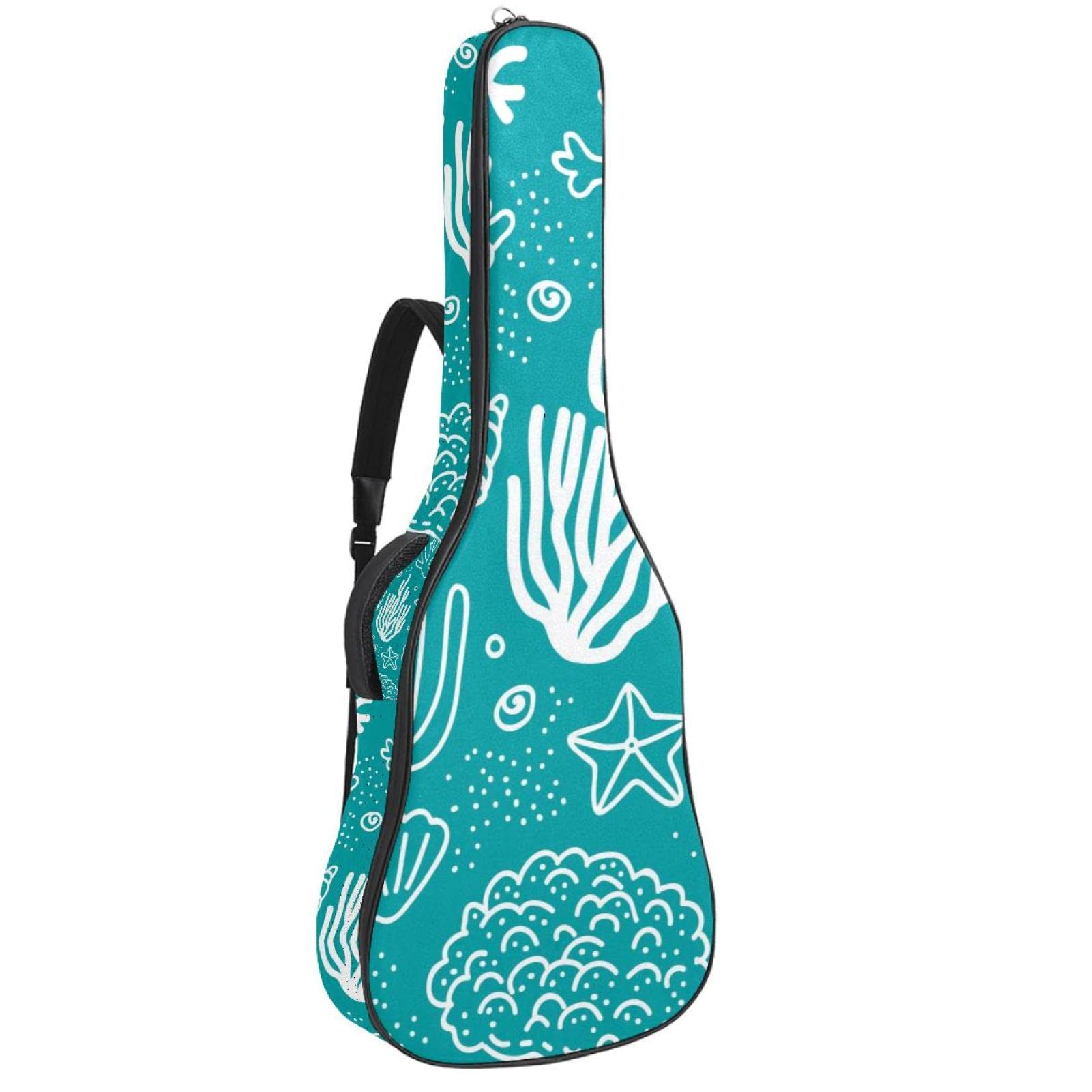 Akustikgitarrentasche Wasserdicht Gitarre Rucksack Dicke Weich Gepolstert Geometrisch Blau Klassische Gitarre Tasche, Farbe8, 42.9x16.9x4.7 in, Taschen-Organizer