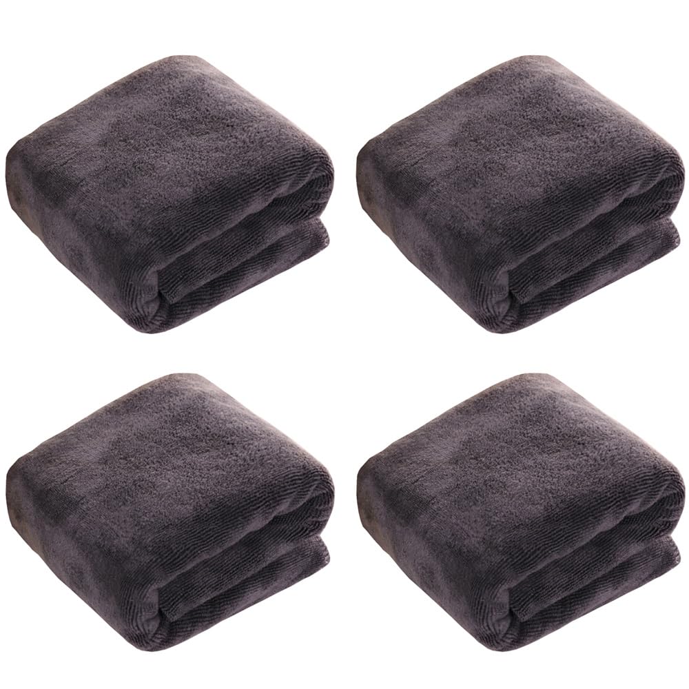 MOCNT 4 X Microfibre Towel 450GSM Bath Towels Quick Dry Sport Absorbent Travel Towel Microfibre Cloth Fast Drying Car Cleaning Towel Swimming Camping Hiking 35cm x 35cm Deep Grey