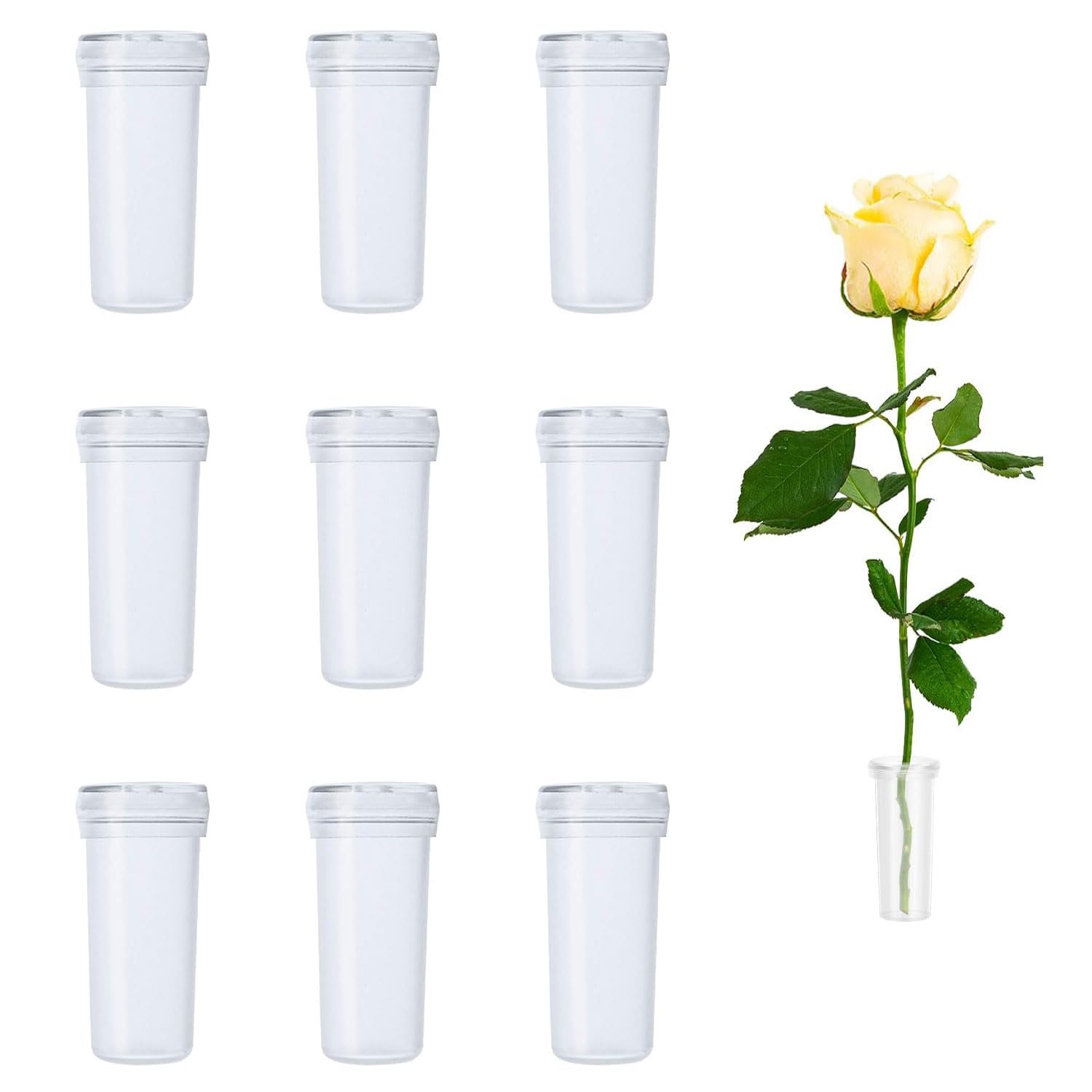 SaveSooo 試験管 花瓶 10個セット 花の水管 クリアチューブ 透明 花の容器 ミニボトル キャップ付き