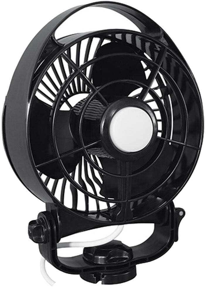 Maestro™ Fan from by Caframo. Variable speed control 12V fan with light and mountable remote pendant. Made in Canada