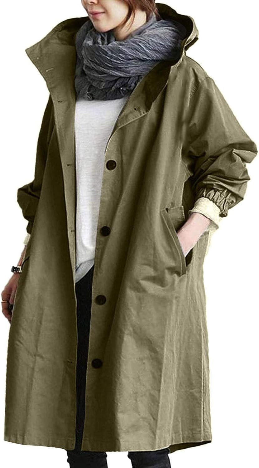 Rain Jacket for Women 2024 Windbeaker Waterproof Poncho Lightweight Long Hooded Coat Fashion Travel Ag Large - Image 1 of 4