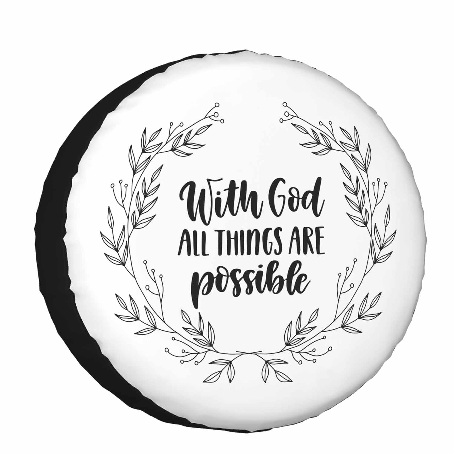 Religious Poster Spare Tire Cover 15 inch Wheel with God Everything is Possible Protectors Weatherproof Universal for Trailer Tire Cover Rv SUV Truck Camper Travel Trailer