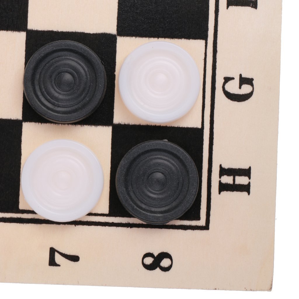 Qualitäts Dame Checkers Set in Faltbrett Holzkoffer 29,5 cm 64 Felder