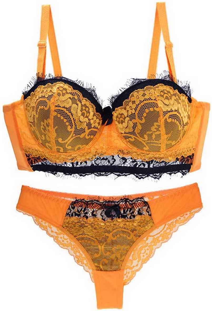 SwbreetyWomen's Lace Bra and Panty Set Push Up Floral Lace Lingerie Sets Underwire Bras