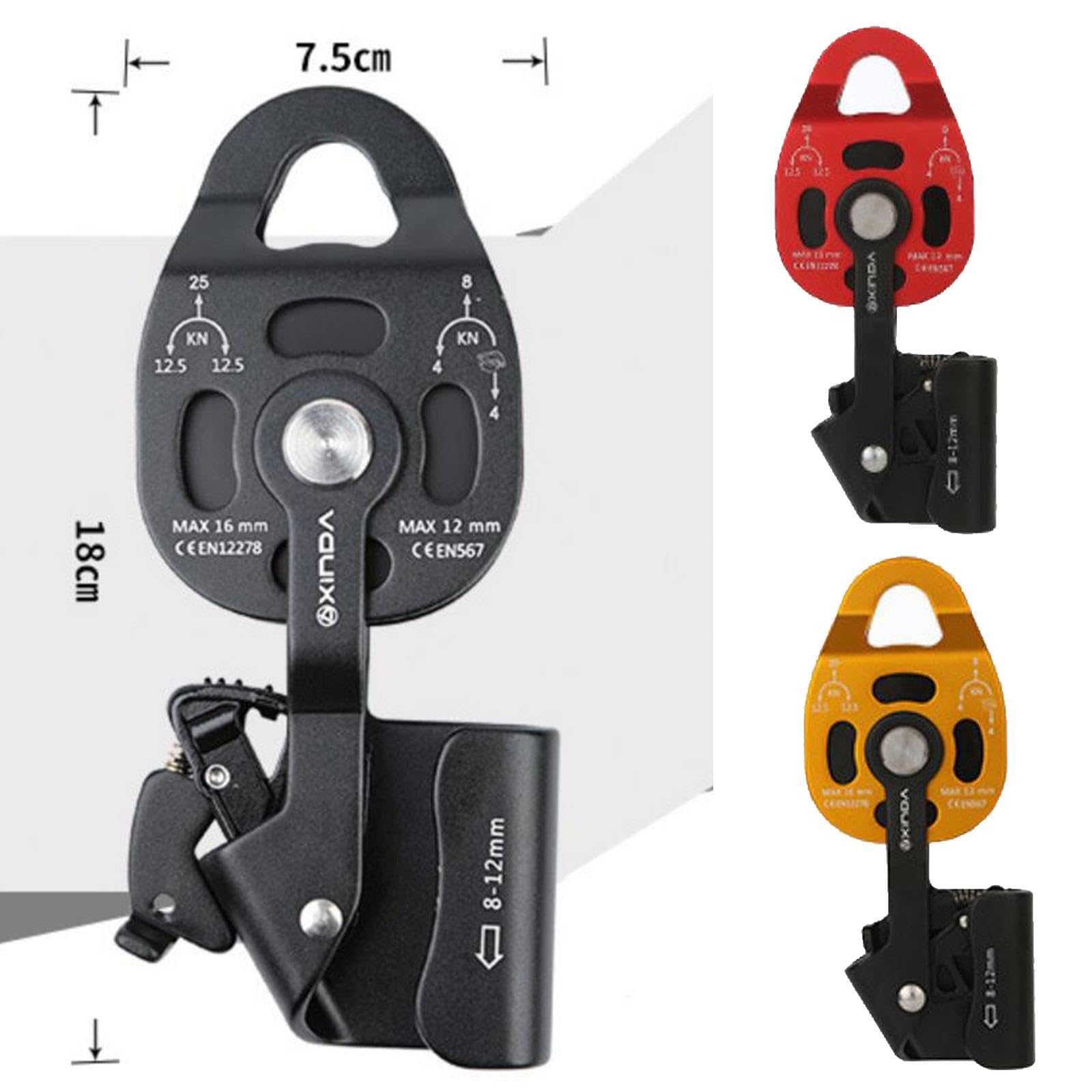 Paranco di sollevamento con puleggia, Per sistema resistente con moschettone da arrampicata, resistenza 25KN, adatto per funi da 8-12 mm, sollevatore
