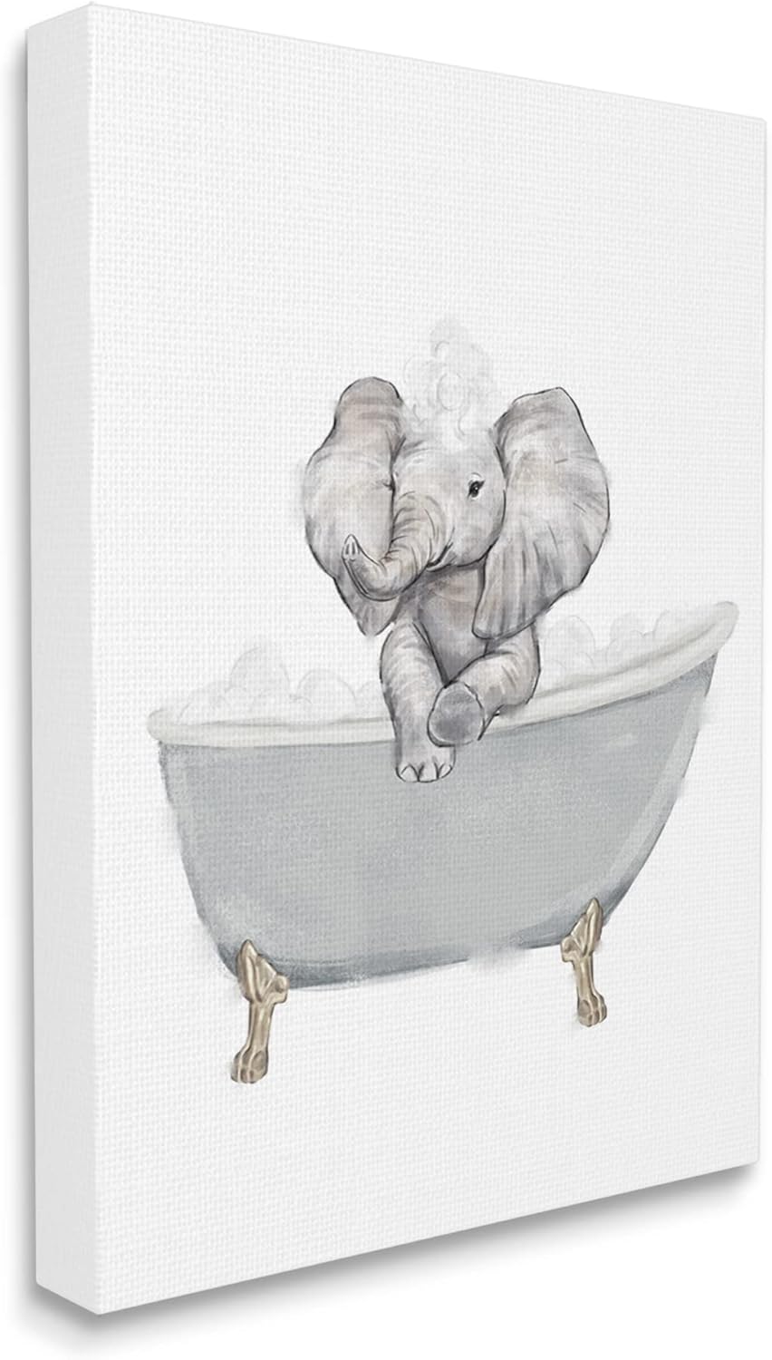 Stupell Industries Baby Elephant Bubble Claw Bathtub Safari Animal Bathroom