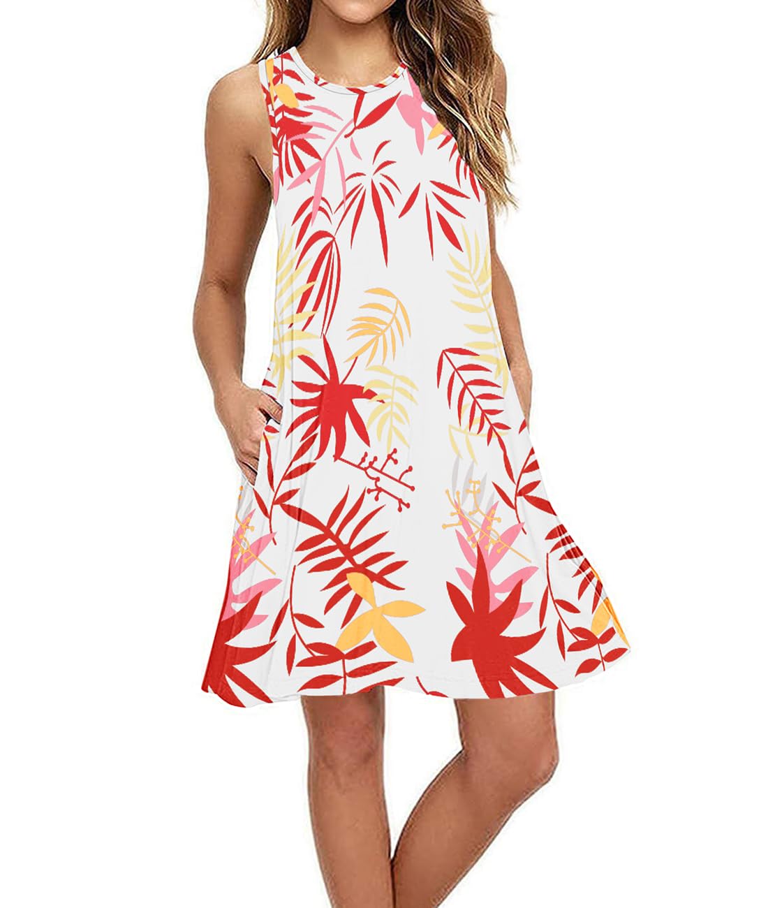 Summer Dresses for Women Casual Sleeveless Swing Sundress with Pockets