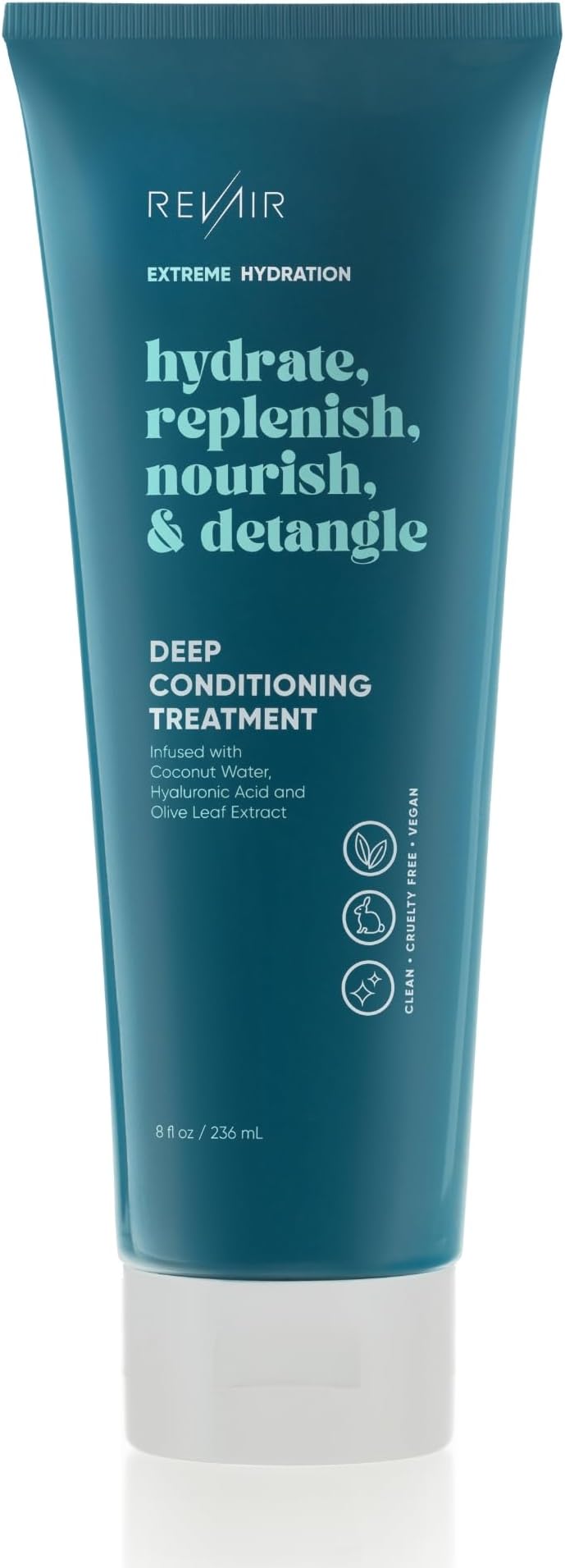 Deep Conditioning Hair Treatment - Hydrating Hair Mask for Dry Damaged Hair - Coconut Water, Hyaluronic Acid & Olive Leaf Extract - Sulfate-Free, Paraben-Free, Vegan & Cruelty Free (8 Fl Oz)