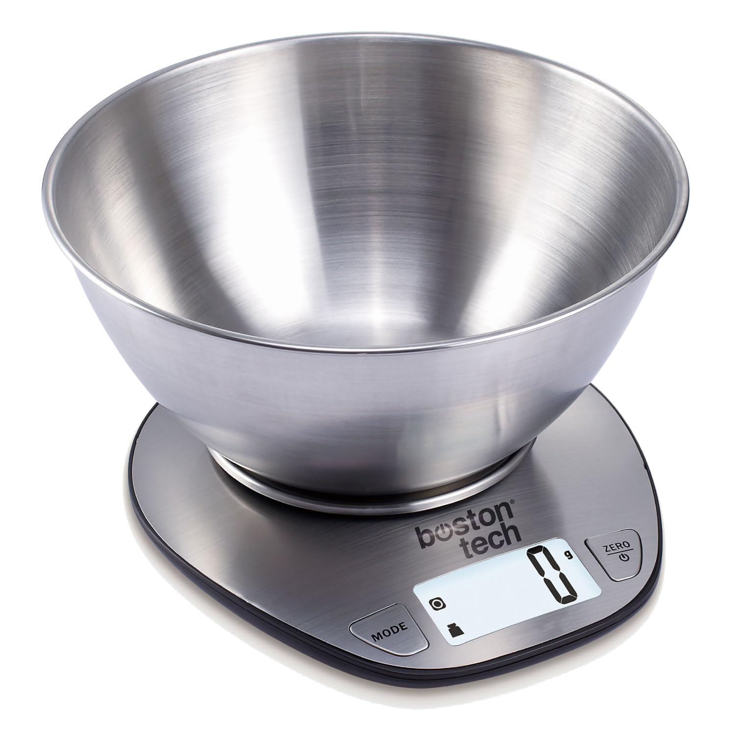 Bilancia da Cucina Digitale 5kg Acciaio Inossidabile con Ciotola Rimovibile, Alta Precisione, Display LCD Retroilluminato, Funzione Tara, Impermeabile, Ricettario Incluso, Boston Tech