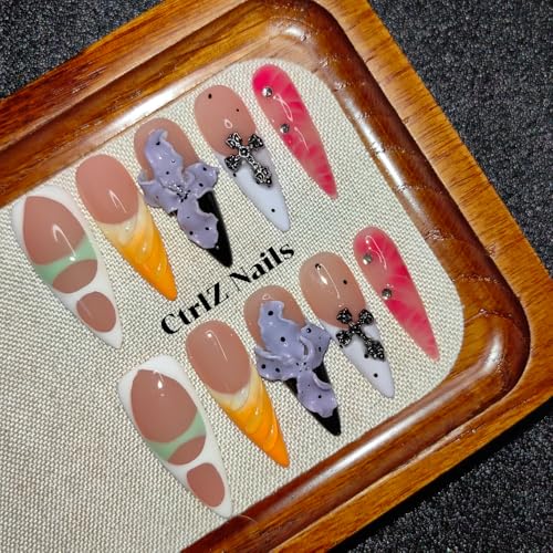 CtrlZ 3D Handmade Luxury Stiletto Press On Nails – Botanical