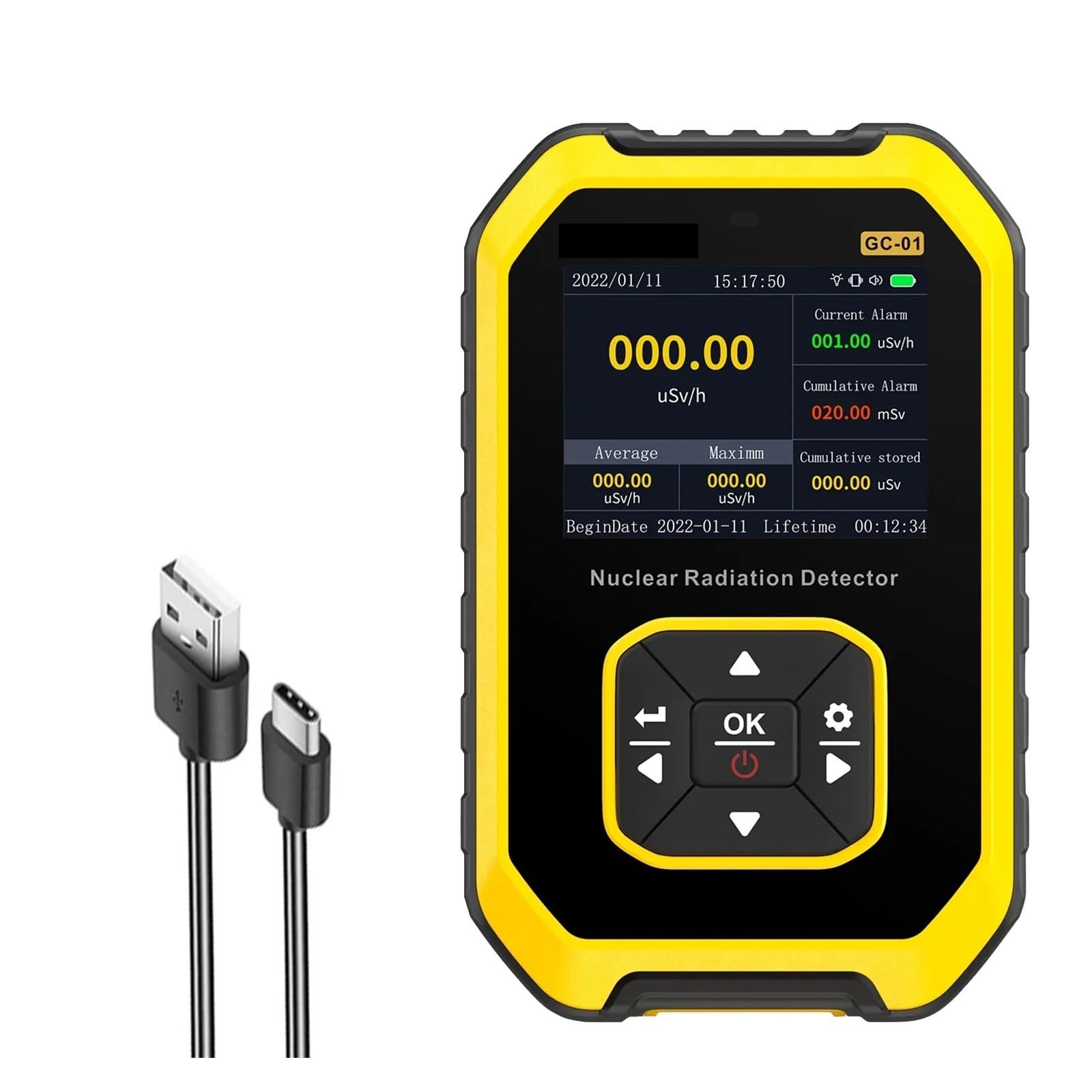 Contador Geiger de radiación GM con monitor de nivel CPM y alarma sonora