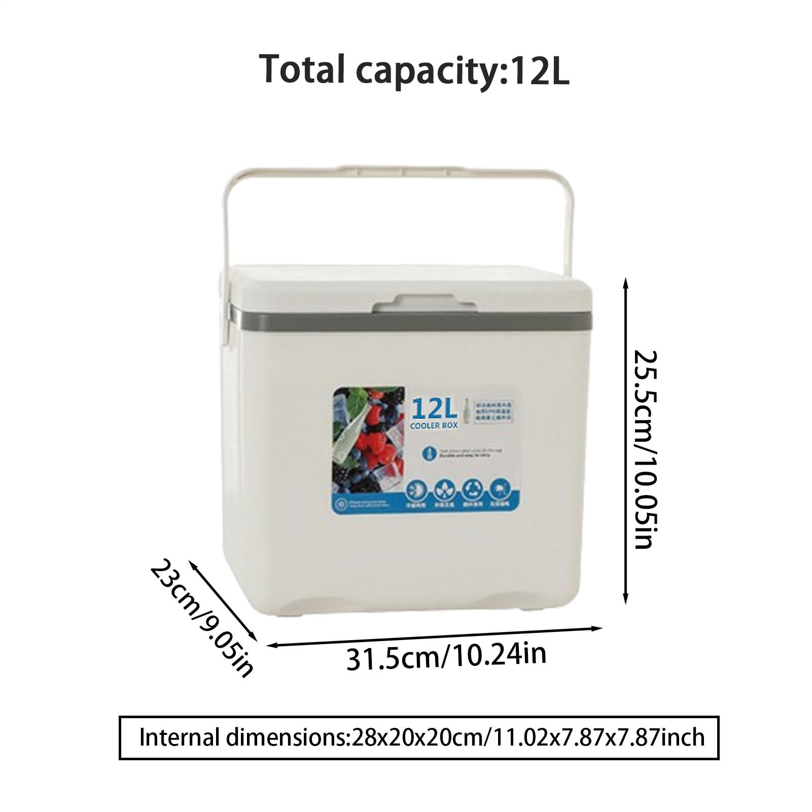 Contenitore isolato per alimenti freddi, 12 l, contenitore per alimenti caldi e freddi, contenitore per pesci da picnic, per frutta, latte materno, succhi di frutta, bevande, latte