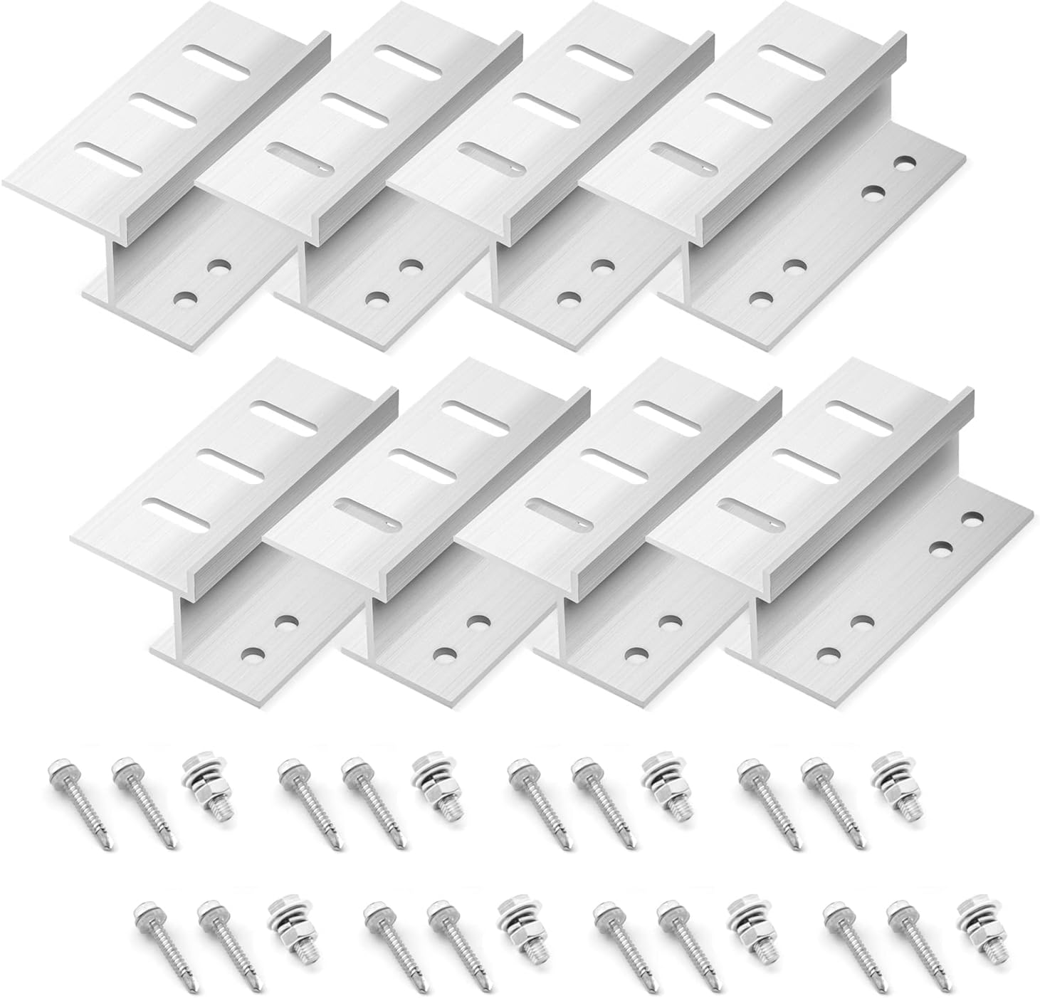 Newpowa Solar Panel Mounting Z Bracket with Nuts and Bolts Supporting for RV, Boat, Wall, Off Grid Roof Installation 2 Sets Sliver Aluminum