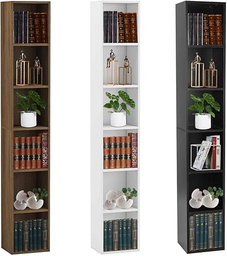 Miniatura 4 de SFMZCM - Estantería de madera de 6 estantes con acabado de roble de las tierras altas de 0591in de grosor color negro tamaño 709 x 118 x 94in