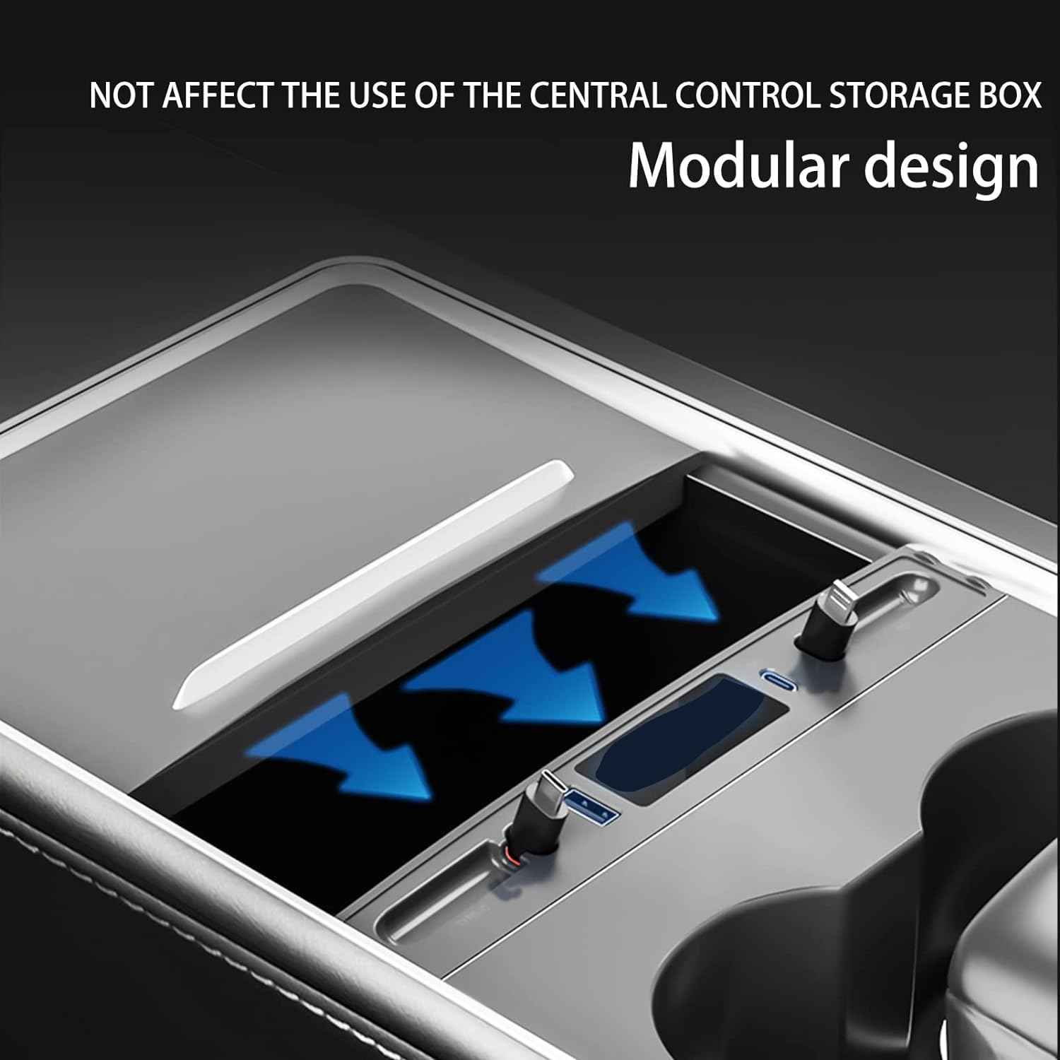 Customized for Tesla Model 3/Y USB Hub, Fast Charger for Tesla Model Y 3 Accessories 2024 2023 2022 2021 Retractable Cable,Multifunctional Tesla Center Console Accessories(Not fit Model 3 2024) — view 6
