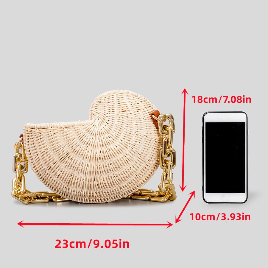 Image of Women's small funny beach handmade retro woven shell conch shaped handbag