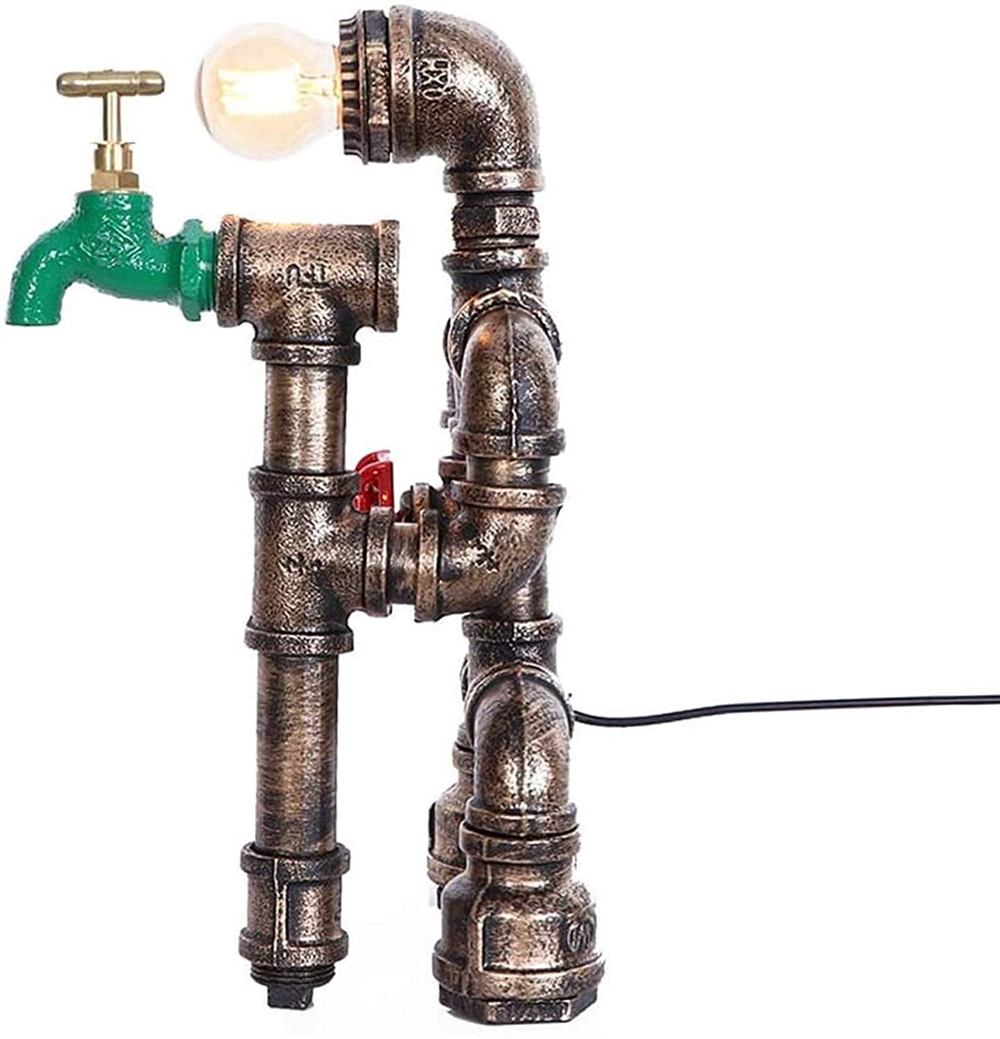 Schreibtischlampe Kreative Industrielle Schmiedeeisen Roboter Schreibtischlampe Metall Vintage E27 Edison Wasserpfeife Tischleuchten,Ohne Glühbirne,Ein