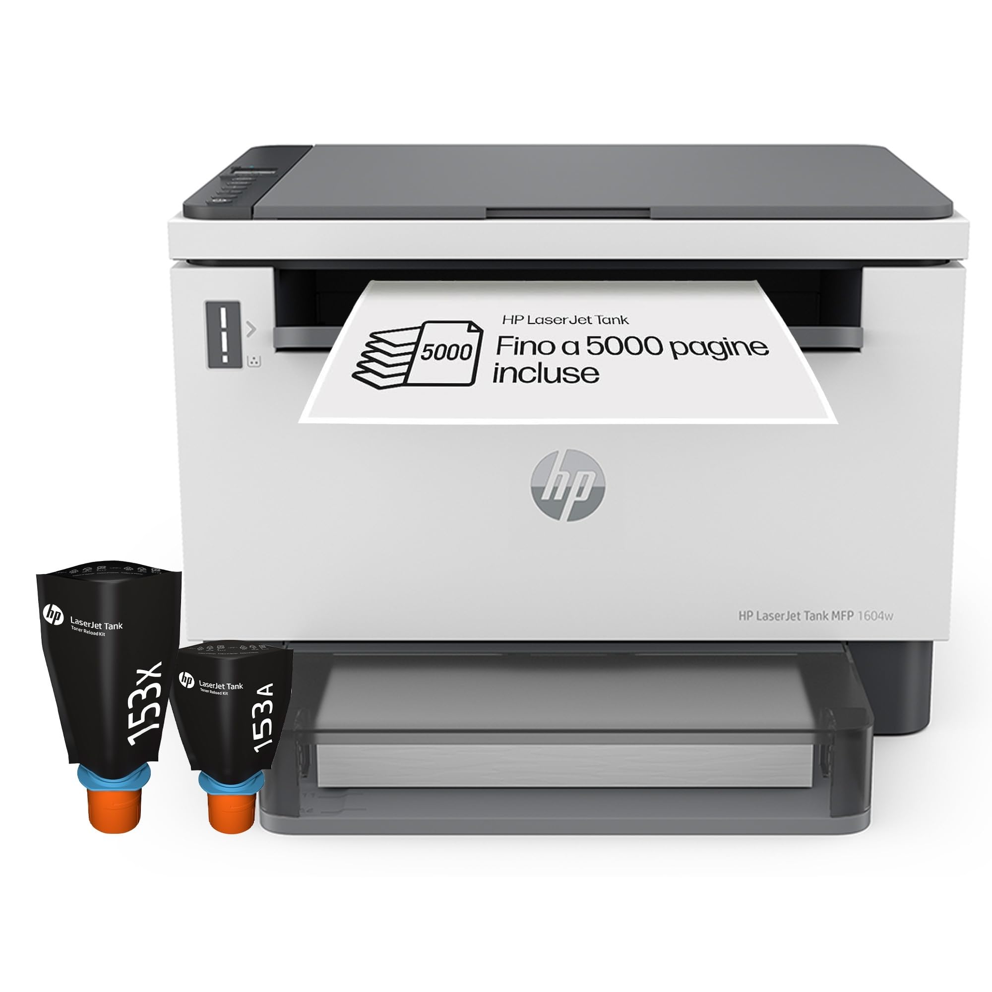 HP Laser Tank 1604w 381L0A Stampante Monocromatica Multifunzione Serbatoio Toner Ricarica Rapida Stampa F/R Manuale 22 ppm 5000 Pagine Scansione A4 Wi-Fi USB Bianca