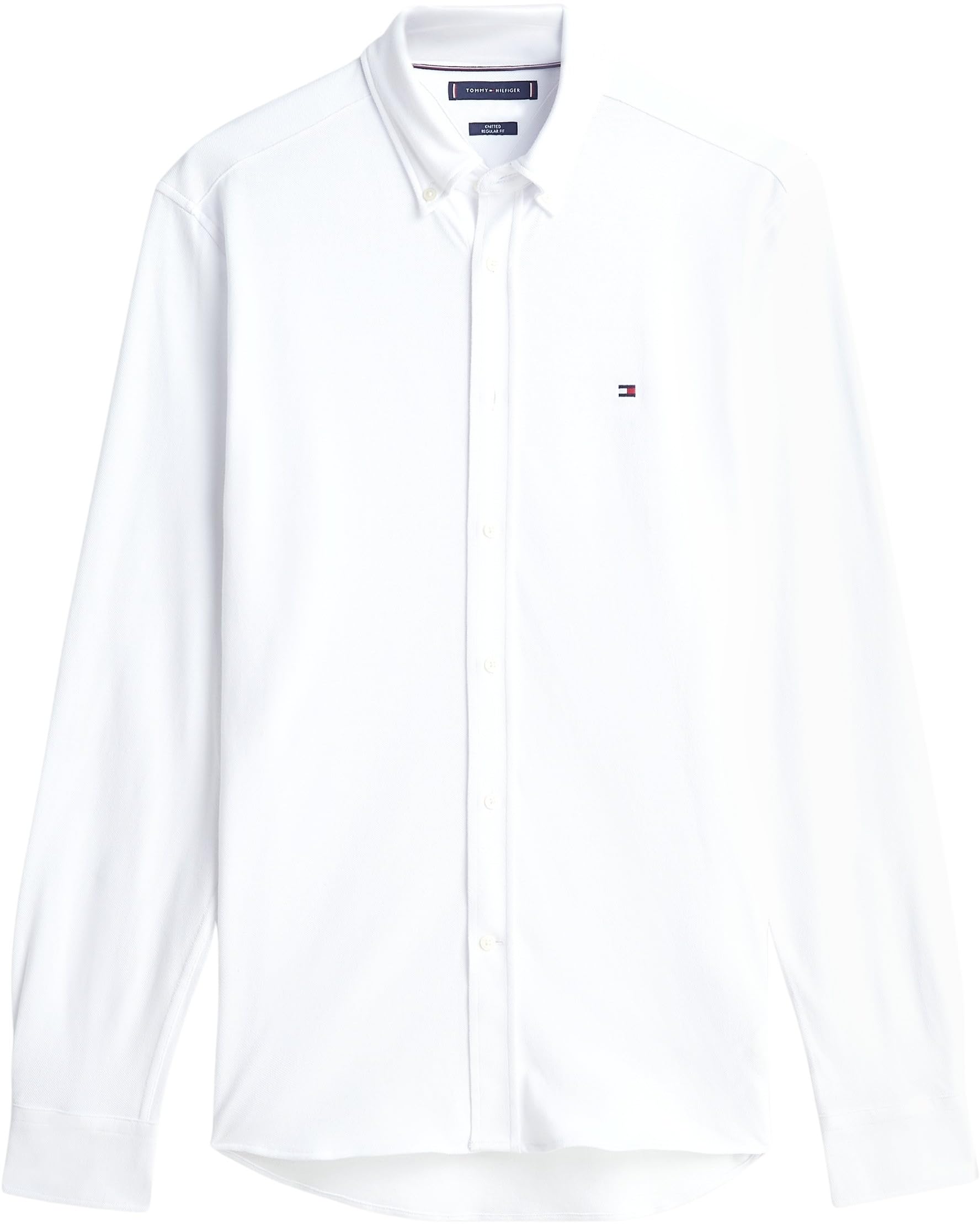 Tommy Hilfiger Męska dzianinowa koszula Pique Featherweight MW0MW41690 L/S Koszula, biała, L, Biały (biały), L