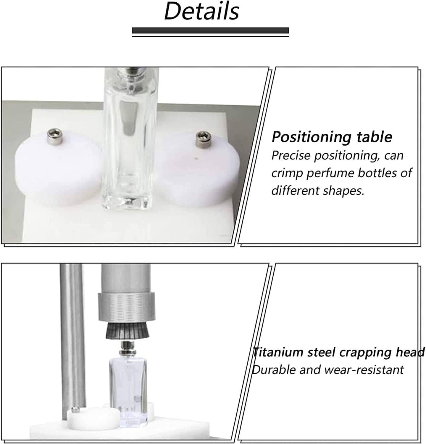 Ręczna maszyna do zamykania perfum, regulowany aluminiowy zawieszacz do butelek 13-20mm, narzędzie do uszczelniania olejków eterycznych do pakowania