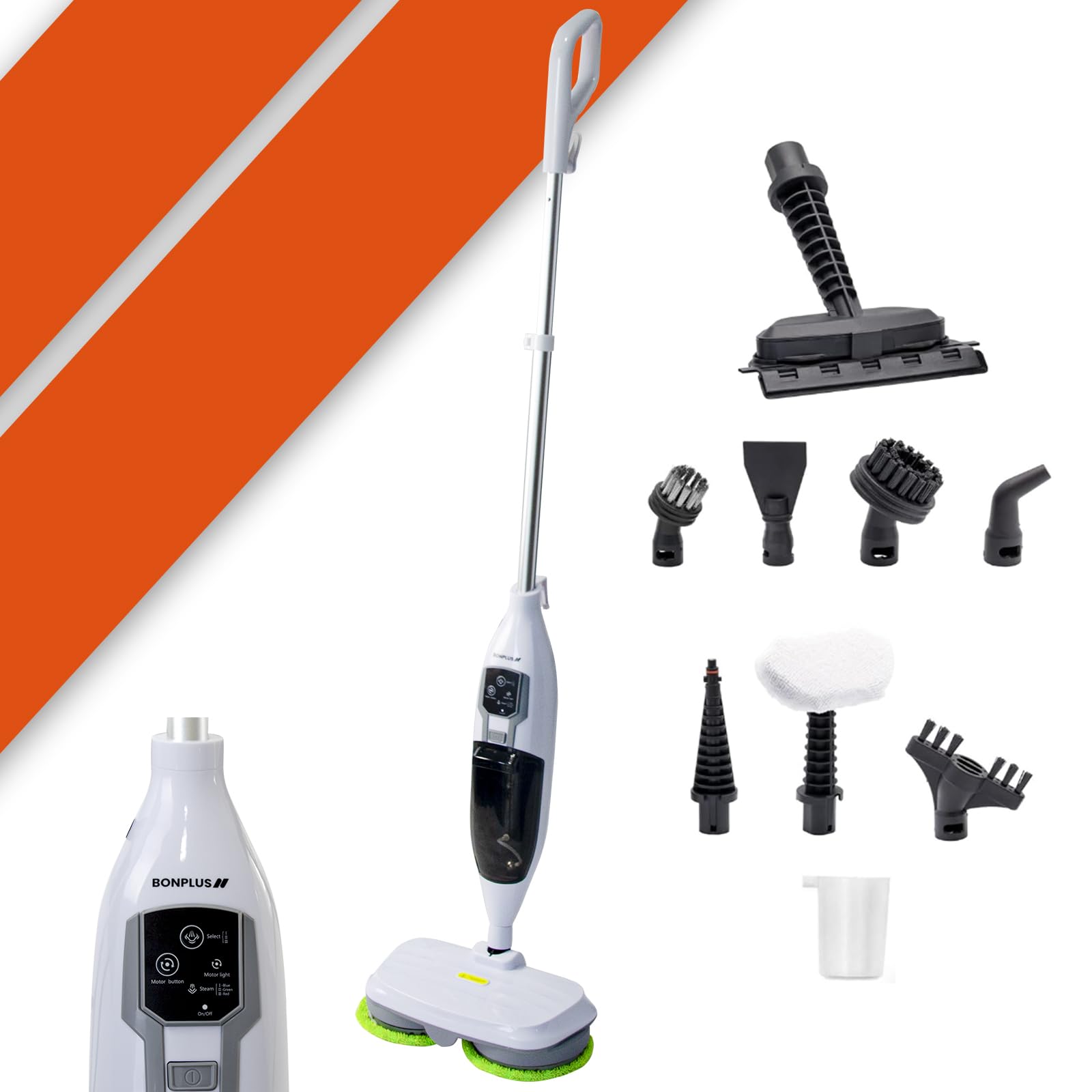 Wielofunkcyjny mop parowy 10 w 1 Usuwa 99,9% baterii i wirusów, głębokie czyszczenie bez chemii, mop parowy, pojemność 550 ml, moc 1300 W