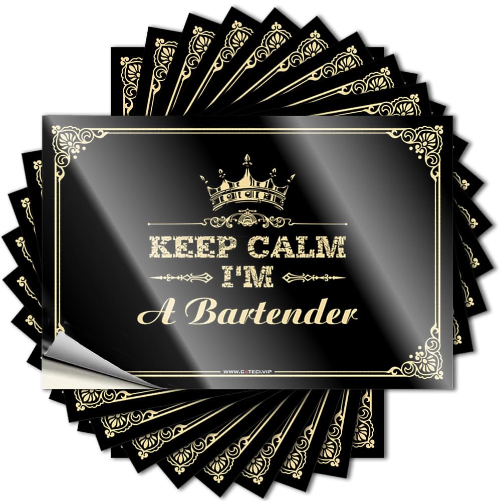 Fzfn Colour Sticker Garage Half Keep Calm I'm A Bartender For Gamer - Grunge Easy Peel Removable(8X12cm)