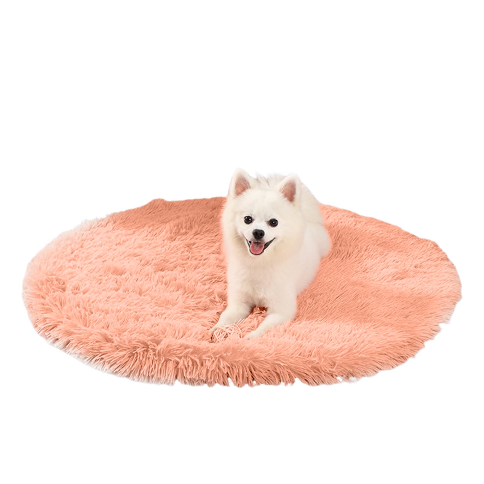 PETCUTE Round Dog Bed Mat,Washable Warm Dog Bed Blanket, Ultra Soft Long Plush Pet Cushion, Deluxe Plush Dog Mat with Anti-Slip Bottom,for Household Small and Medium Large Pets, Dog,Cat