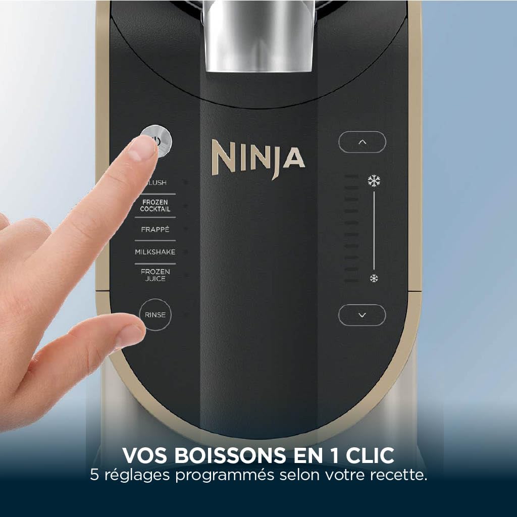 Ninja SLUSHi Machine à granités, Sans glace ni préparation, Grande capacité 1,9L, 5 modes préréglés, Boissons glacées comme cocktails, frappés, milkshakes et jus glacés, Pierre Or, FS301EUSTGD