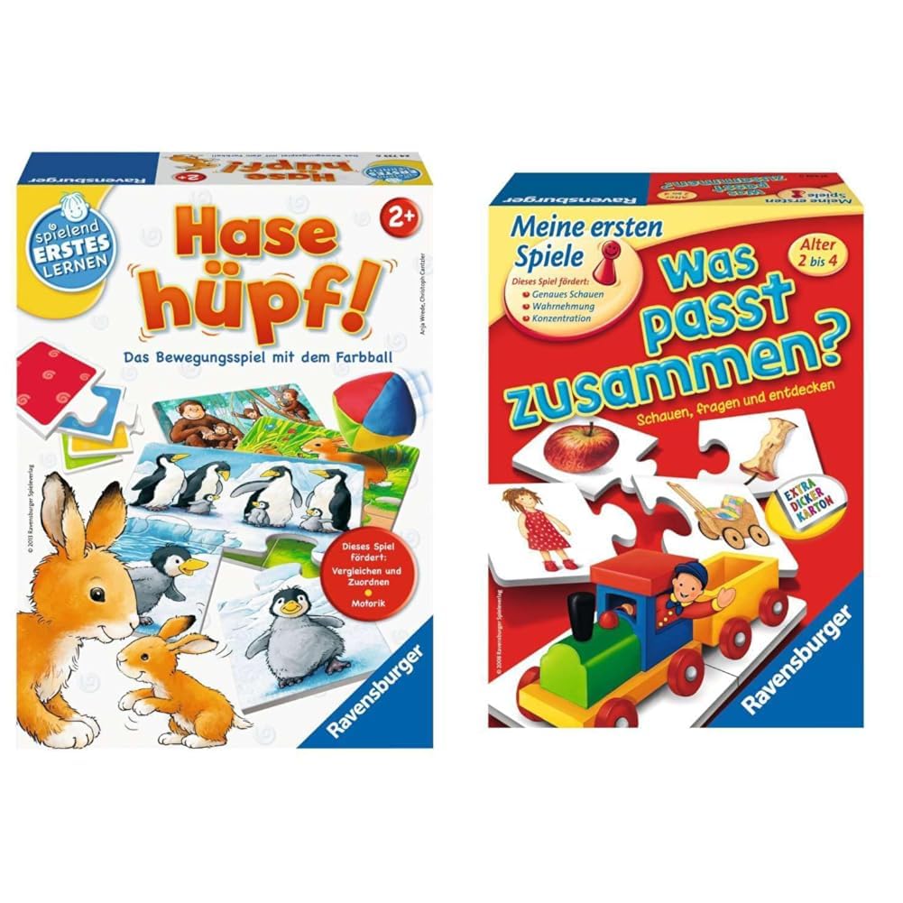 Ravensburger Hase Hüpf! Gra Planszowa, Od 2 Lat & Co do siebie pasuje?: Patrz, pytaj i odkrywaj