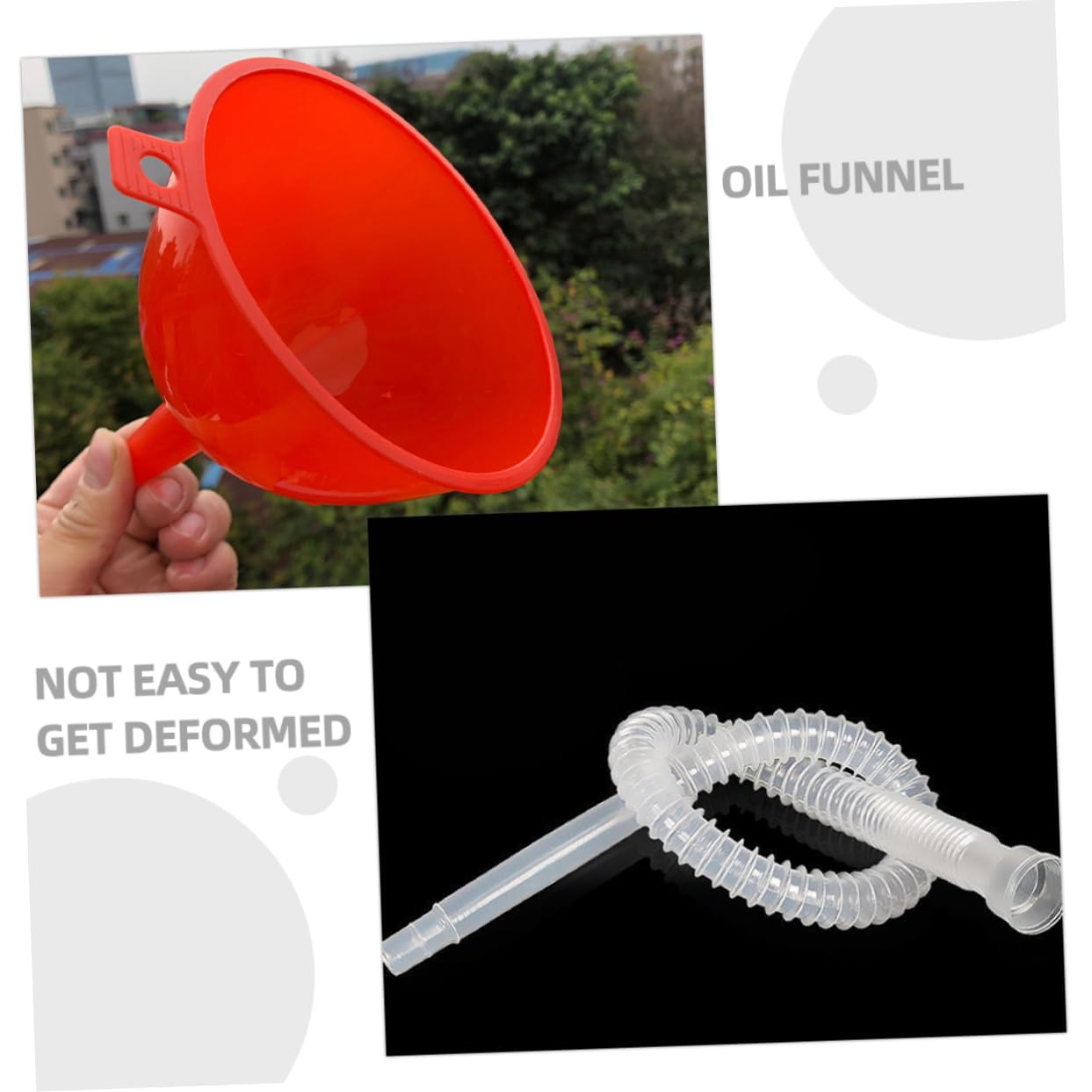 ULTECHNOVO 6piezas Embudo De Flexible Con Tubo Transparente Para Gasolina y Líquidos Para Automóviles y Uso Doméstico Diseño Práctico y Multi-ángulo Para Evitar Derrames