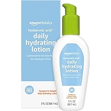 Amazon Basics Hyaluronic Acid Face Moisturizer, Hydrating, Oil-Free, Fragrance Free, Dermatologist Tested, 3 Fluid Ounces (1-Pack)