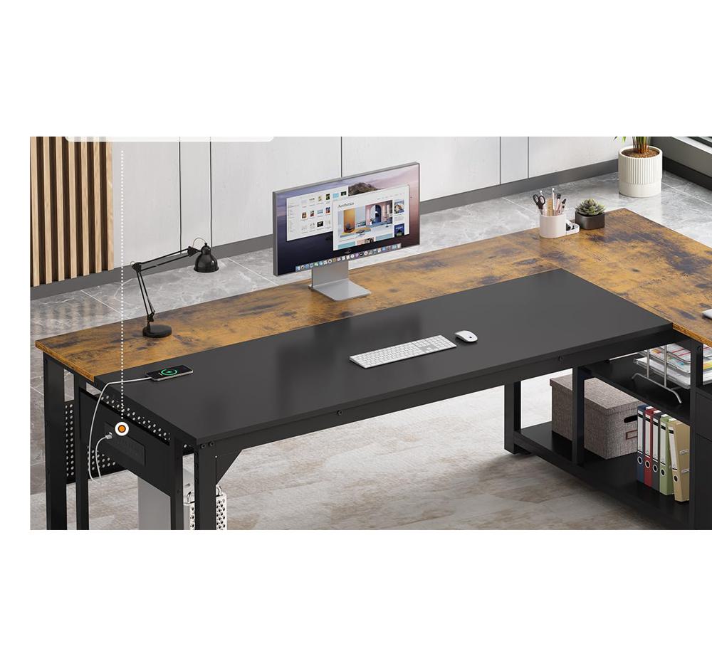 Amazon.com: UPOSOJA 71 in Executive Desk with Power Outlets