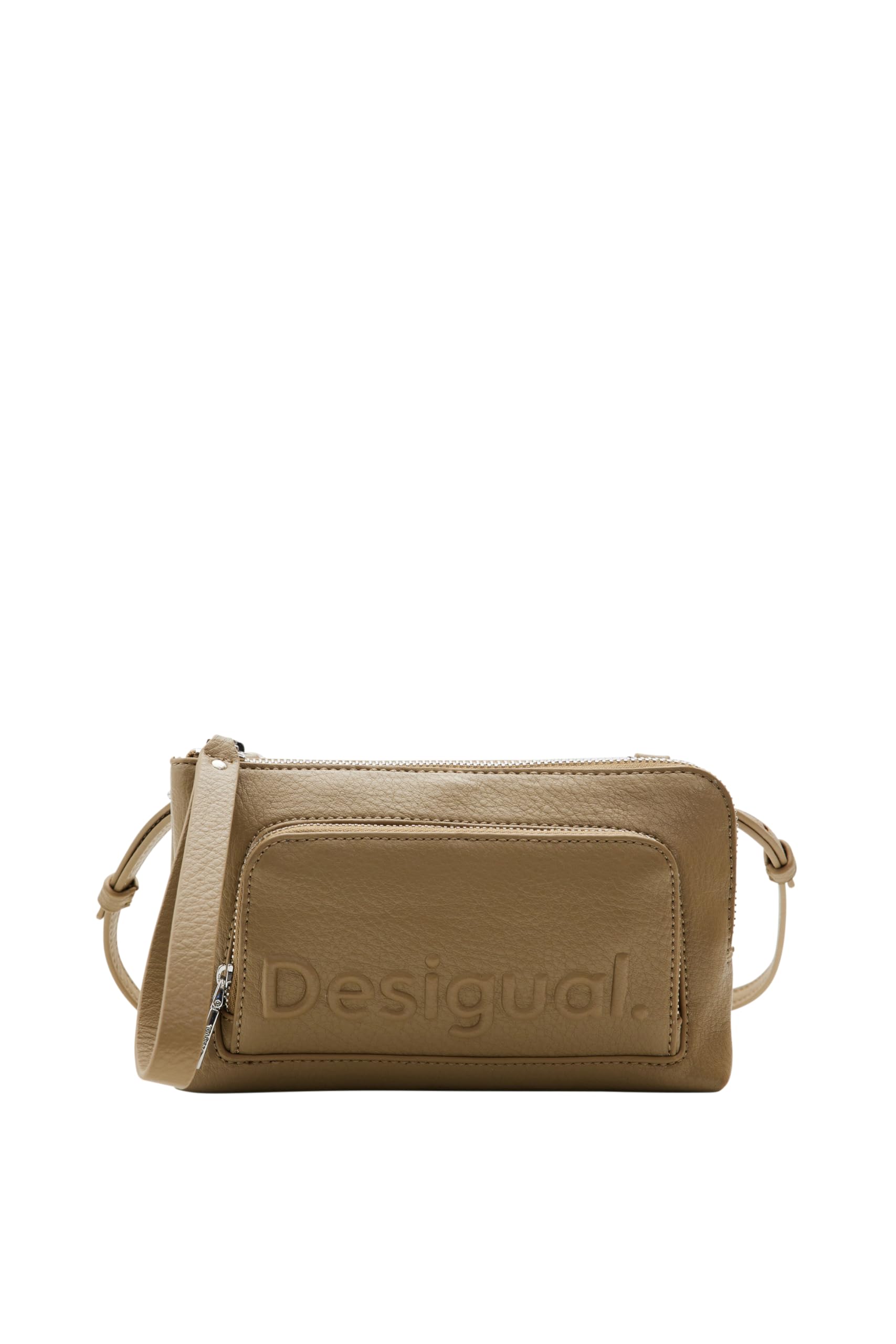 Desigual bolso bandolera Half Logo 24 Lisa Crossbody Bag Kaki marrón topo