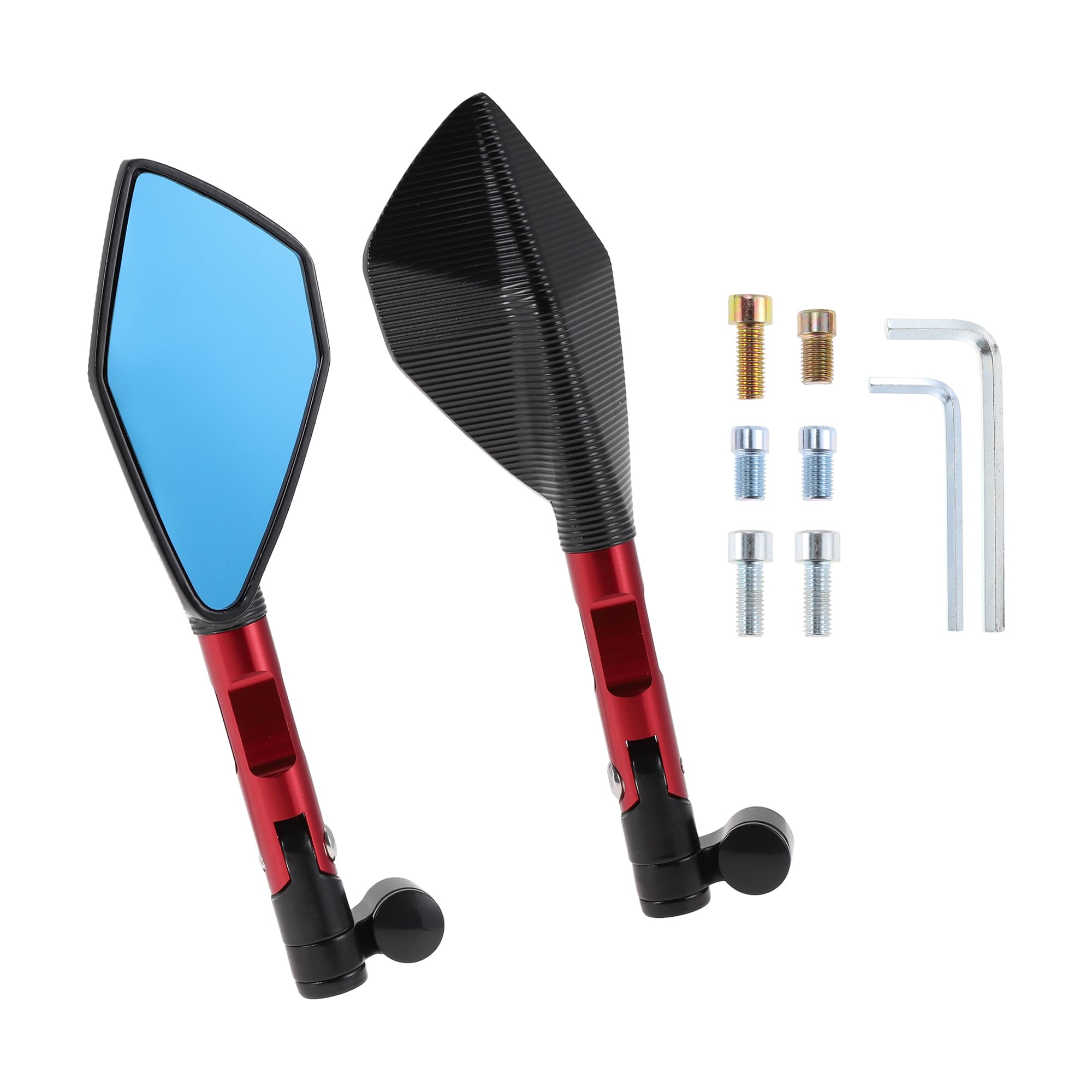 1 Set Universal Motorcycle Rear View Mirrors Adjustable Bar End Side Mirror Mount M8/M10 Black Red Aluminum Alloy Aluminum Polygonal Shape