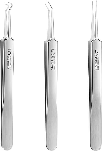 3 pinzas profesionales para puntos negros, pinzas profesionales para eliminar puntos negros, extractor de precisión, kit de eliminación de acné con