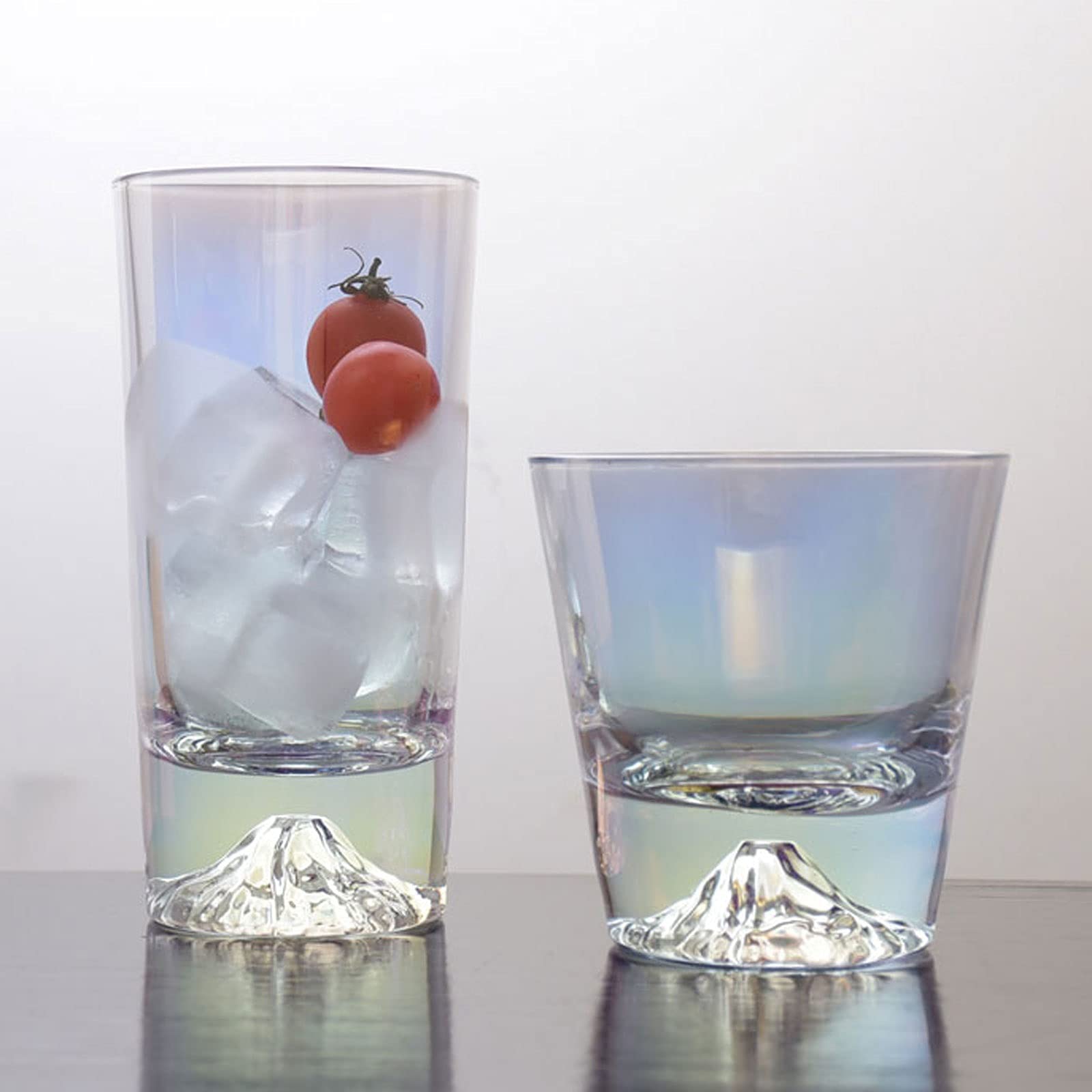 QINGGANGLING999 Wassergläser Schneeberg-Bunte Glasschale 4-teiliger Satz 9Oz und 10 Unzen optional. Saft-Milchkaffee-Glaswaren bleifreies klares Glaswaren-Set Trink-Gläser (Size : Small)
