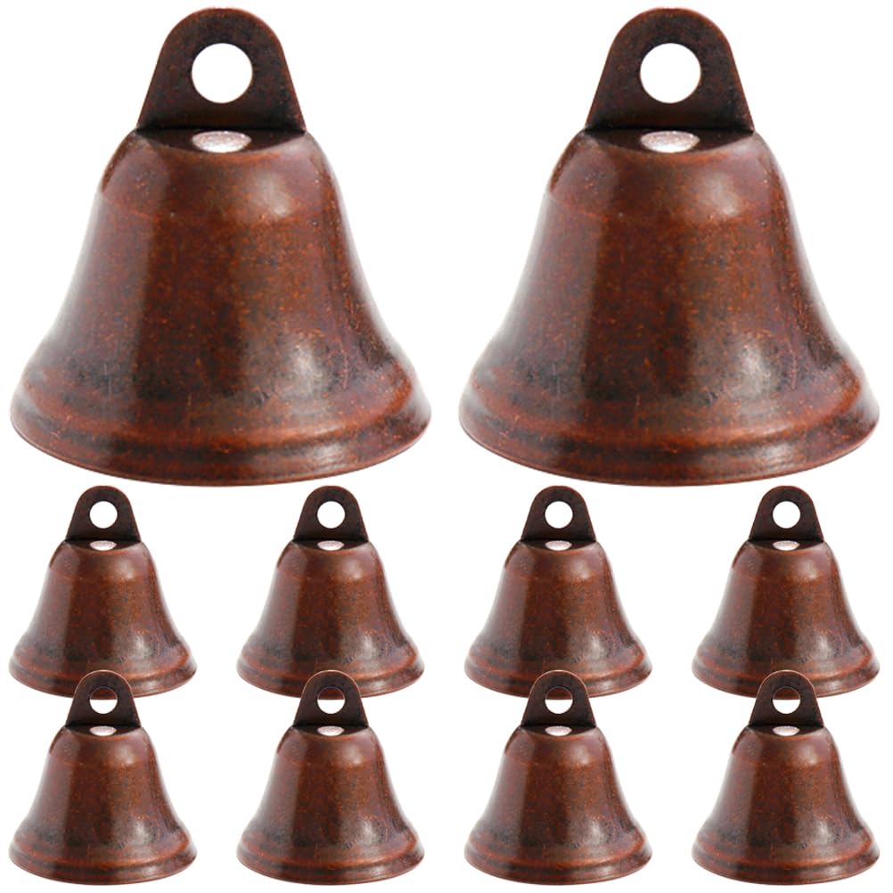 FOMIYES Christmas Bells: Decorative Jingle Bells - 10Pcs Vintage Christmas Decor Bells, Rustic Decorative Cow Bells Hanging Bell Ornaments DIY Bell Crafts