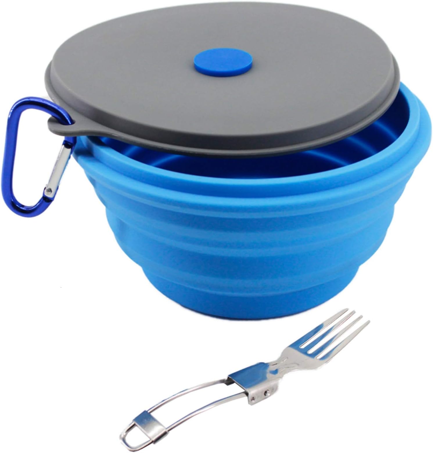 Mr. Peanut's Collapsible Silicone Camping Bowl with Lid & Foldable Fork