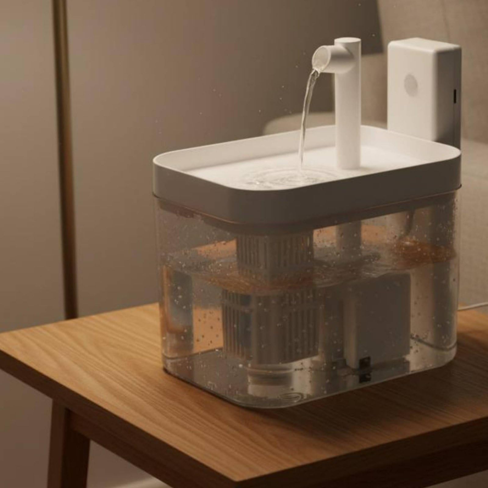 Dispositivo Automatico per Bere Fontana Distributore Abbeveratoio Depuratore con Acqua in Ricircolo Filtro Stratificato, Giallo Trasparente, Acqua Circolante Con Sensore