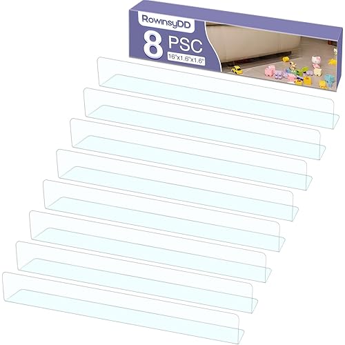 8 Pack Clear Toy Blockers for Furniture, 16" L x 1.6" H Under Bed Blocker, Gap Bumper for Under Furniture Adjustable Clear Toy Blocker for Furniture with Strong Tape