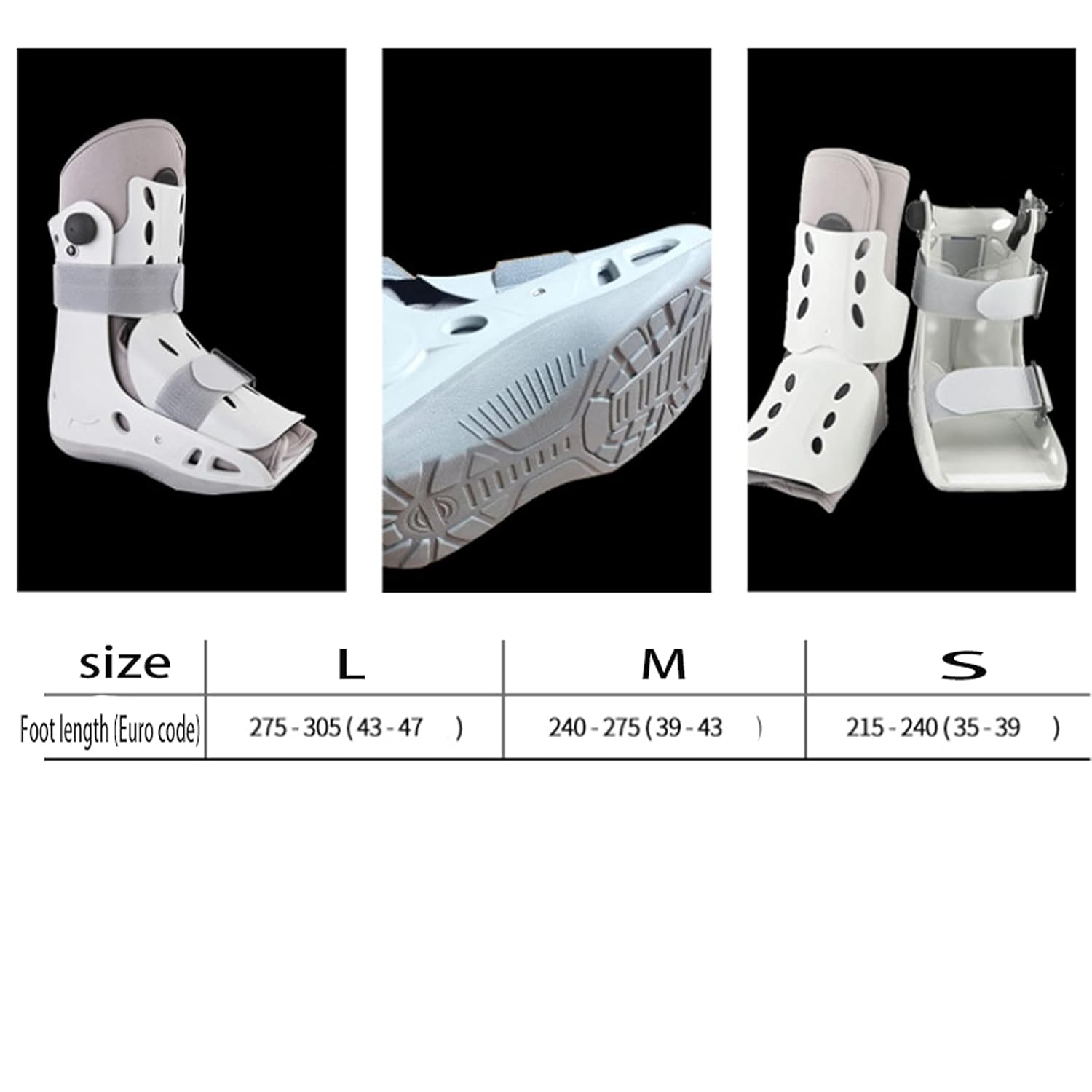 Fracture Walking Boots Breathable Orthosis Strap Support Plantar Splint Brace for Ankle Foot Injuries Surgery Ankle Sprain Left and Right Feet White,L,WhiteS