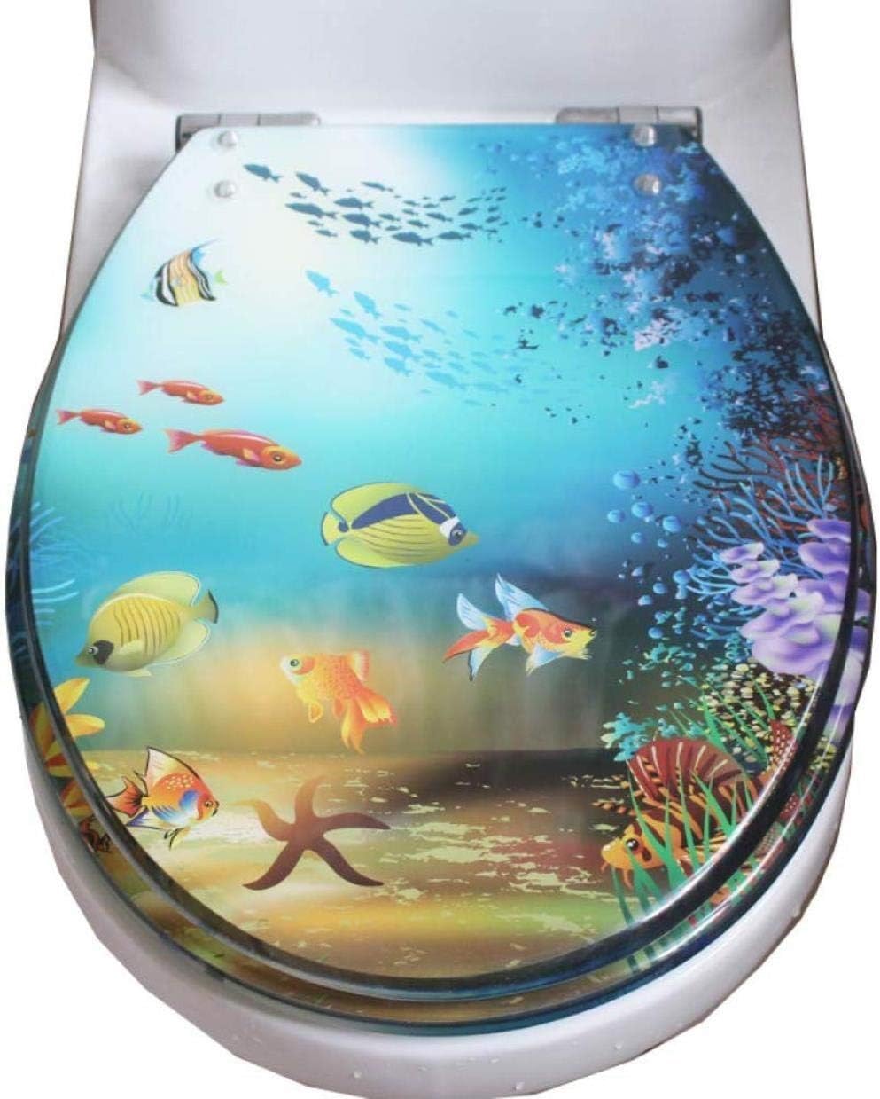 U-V Type Universal Toilet Seat Cover, Soft-Close Resin Toilet Lid, Easy Clean Multi-Color, Thicker Design