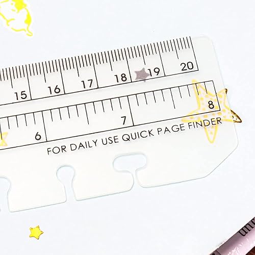 Miniatura 8 de Paquete de 10 reglas de plástico transparente de 8 pulgadas para carpeta de planificación A5 de 6 agujeros, regla marcapáginas a presión, marcador